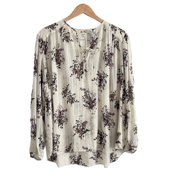 Aritzia Tops - Aritzia Wilfred Floral Flowy Purple Cream Blouse